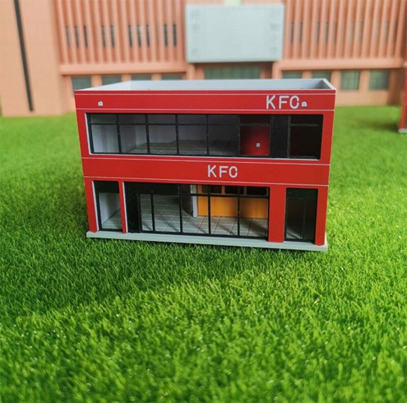 1/150 N 스케일 패스트 푸드 스토어 아키텍처 플라스틱 DIY 조립 기차 빌딩 모델 키트, 모래 테이블 장면 액세서리